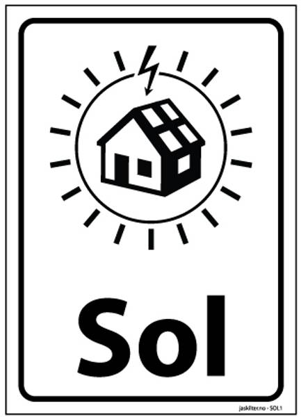 Skilt "Sol" utvendig montasje A6